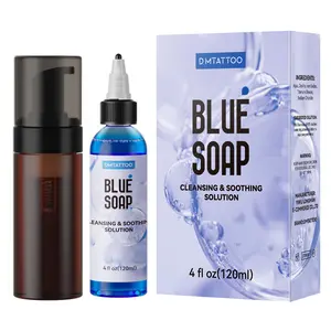 DM Ultra Concentrated Blue Tattoo Soap 4OZ with Foaming Bottle 120ml for Tattoos Piercings Cleansing Soothing Aftercare Solution