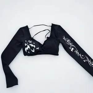 ICY BATS - BLACK LONG SLEEVE BRA TOP