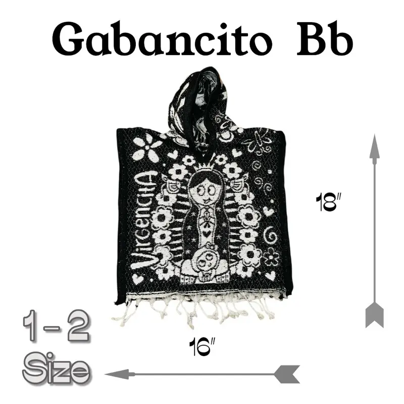 Gabancito BB Shawl Poncho Warm Cold Weather Wear 18" x 16" Different colors for Sizes 1-2