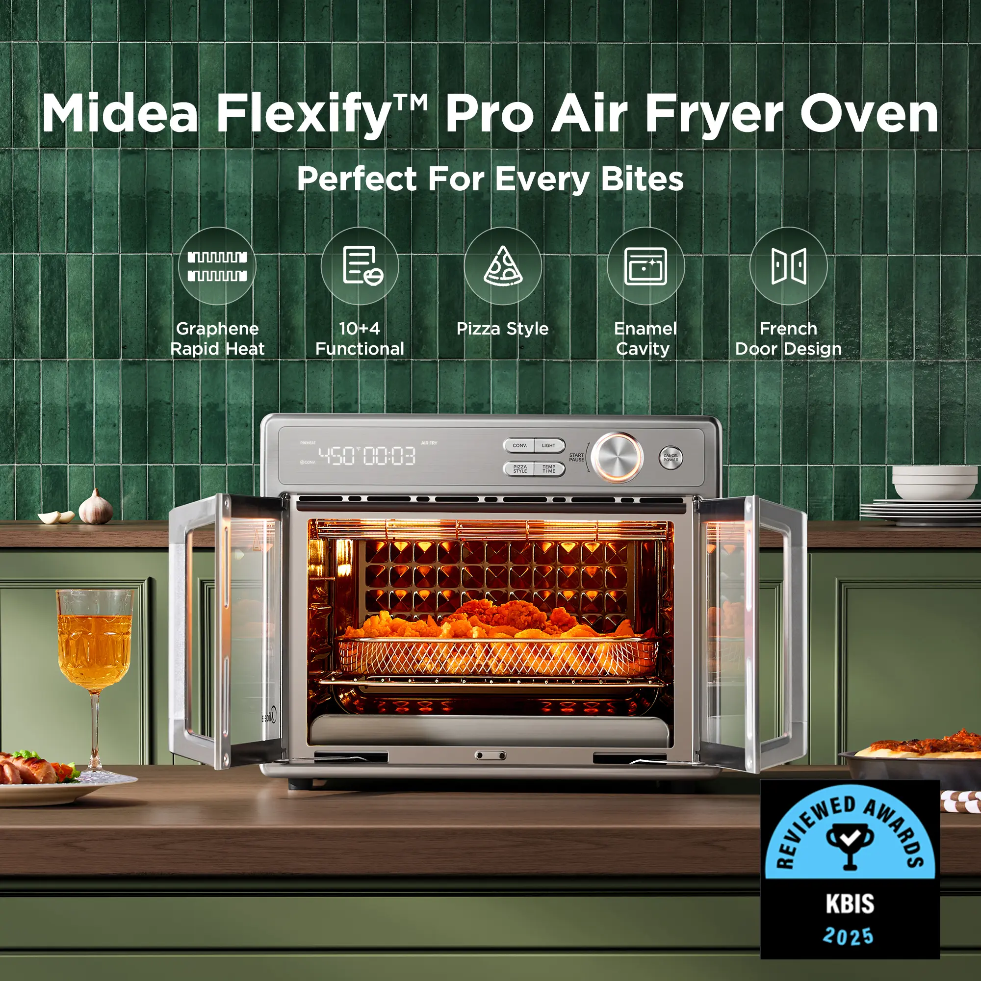 Midea Flexify Pro French Door Air Fryer Toaster Oven, 26.4 QT