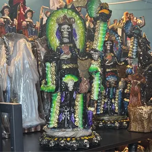 Santa Muerte Aztec Green and Purple statue 16 inch charged