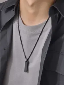 Stainless Steel Geometric Pendant Necklace, Exquisite Chain Jewelry, Unisex Long Rectangle Design, Perfect Gift, Available in Multiple Colors