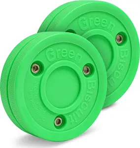 Green Biscuit Passer-2 Pack | Off-Ice Stickhandling & Passing Puck | The is Great for Street Hockey