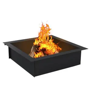 36 Inches Fire Pit Ring, Heavy Duty Fire Pit Liner Insert DIY Campfire Ring Above Or In-Ground For Outside Camping BBQ Heating Black