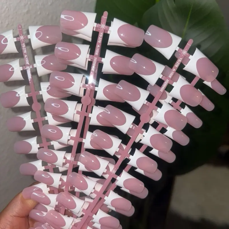 Kiara Cosmetics Pink Duck French Tip Press On Nails for Stylish Manicures Elegant & Trendy Look