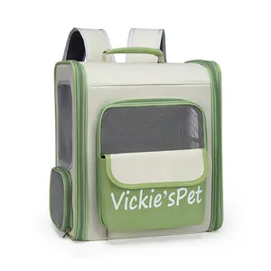 New stylish color-blocking pet bag, portable pet cat bag for car use, transparent large-capacity backpack for outings