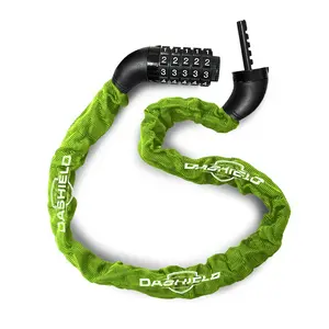 DaShield Bike Chain Lock Security 5 Digit Resettable Combination, 51.2 inches Heavy Duty Anti Theft Lock Chain for Bicycle, Motocycle, Scooter, Gate, Fence (Green, 4.2ft)
