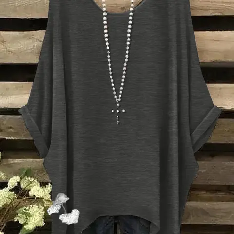 Women's Plus Size Solid Color Round Neck T-Shirt, Casual Fashion Top for Daily Wear, Comfortable and Stylish Women's Clothing