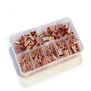 250-Piece Copper Connector Set, Small Copper Tube Terminals, Cable Wiring Connectors, Ideal for Wire Ends & Cable Clamps, Home Appliance Repair Parts