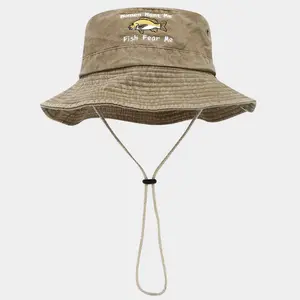 Forest sports fishing and hiking hat, trendy embroidered fisherman hat, vintage wide-brimmed sun hat