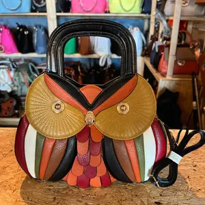 Gold multicolored owl women’s handbag
