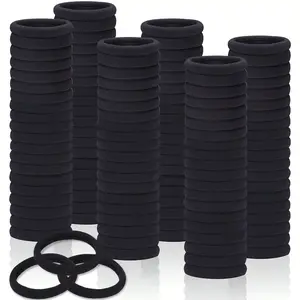 100/300/500 Pcs Elastic Hair Ties, Thick Seamless Hair Bands No Damage Soft Ponytail Holders Hair Accessories for Girls Women, Black