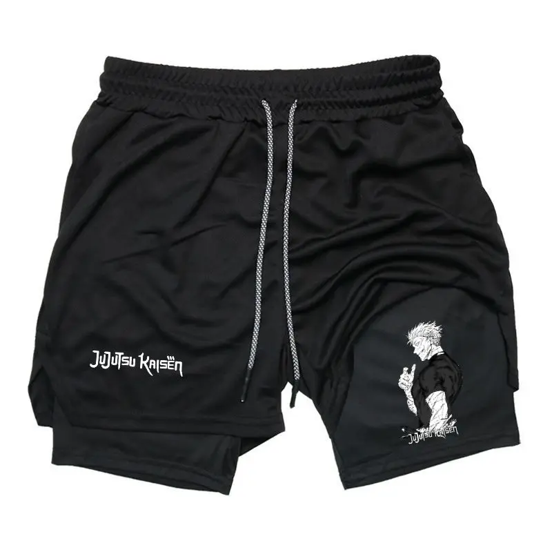 Jujutsu Kaisen Gojo Anime Graphic Sweat Shorts for Men Drawstring Athletic Shorts Japanese Streetwear Summer Outfits Men Shorts Gifts for Him