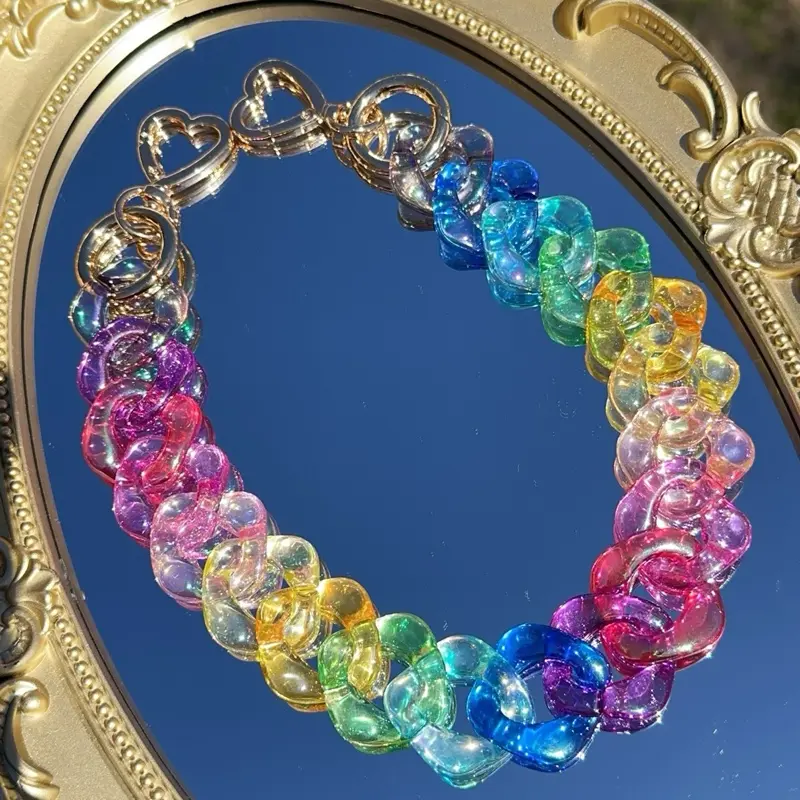 Rainbow Jelly Acrylic Bag Strap Large Novelty Bag Strap Chunky chain＃0058