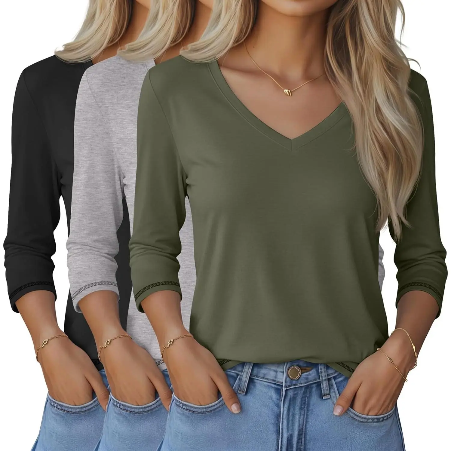 Black, Army Green, Light Gray