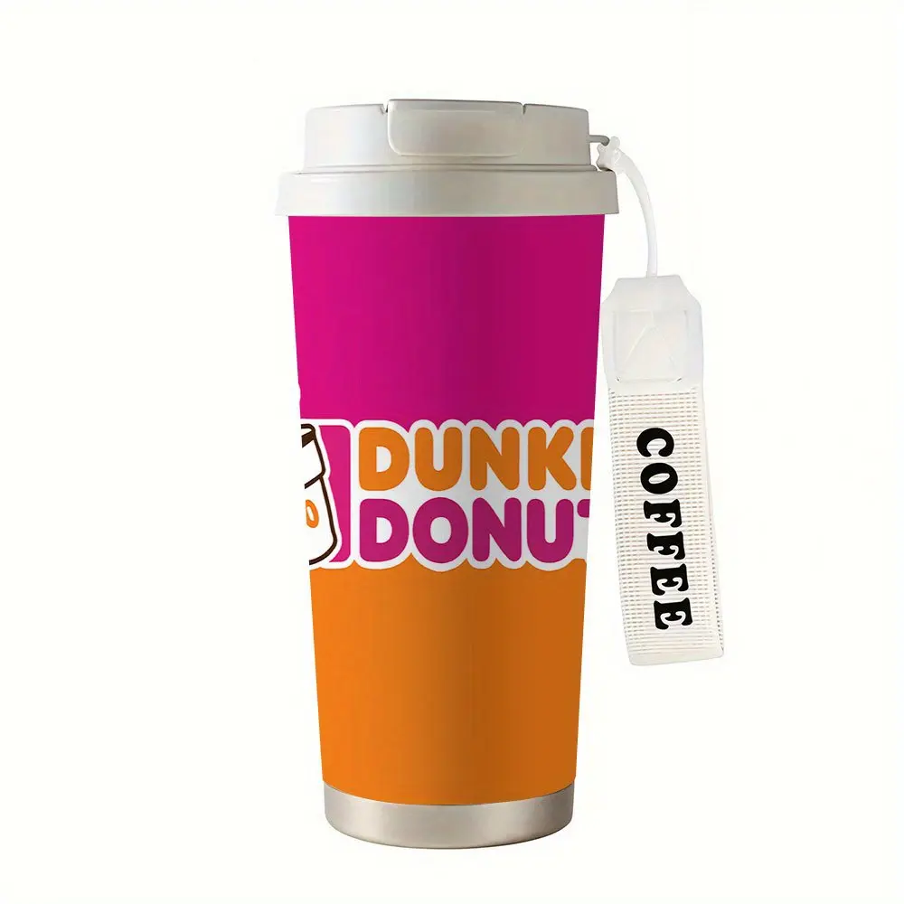 An 18-ounce stainless steel coffee mug, designed to be leak-proof, perfect  as a gift, and printed with the Dunkin' Donuts logo - TikTok Shop