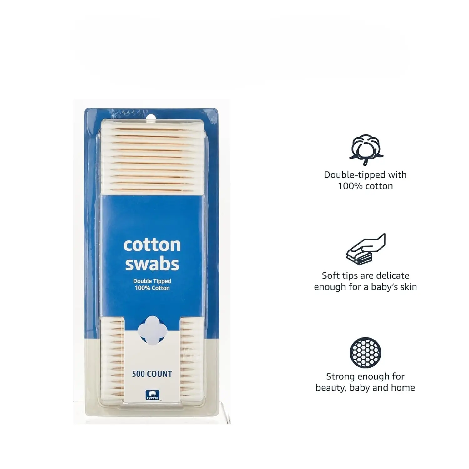 Disposable Cotton Swabs, 500 Count - Hypoallergenic and Double Ended with Soft Tips, Strong Sticks for Makeup and Baby Care, Essential Beauty Products, Sturdy, Skin-Friendly, Gentle Touch, Hypoallergenic Cotton Swabs, Super Soft, Packaged Cotton Swabs