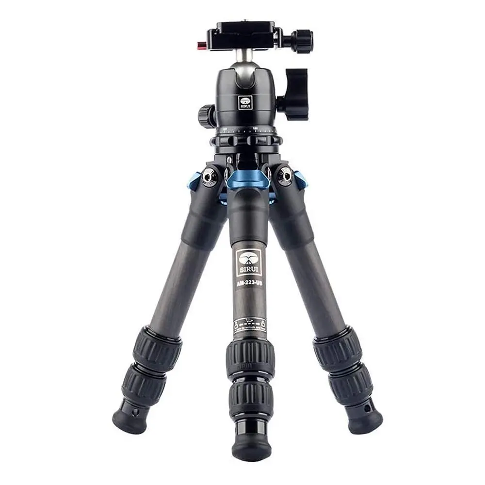 SIRUI AM-223 Carbon Fiber Camera Tripod Mini Travel Compact Tripod with 360° B-00K Ball Head, Arca Swiss Quick Release Plate, Loads up 15KG, Max Height 16", Folded Height 12.1",Black