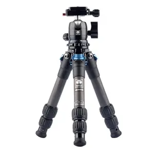 SIRUI AM-223 Carbon Fiber Camera Tripod Mini Travel Compact Tripod with 360° B-00K Ball Head, Arca Swiss Quick Release Plate, Loads up 15KG, Max Height 16", Folded Height 12.1",Black