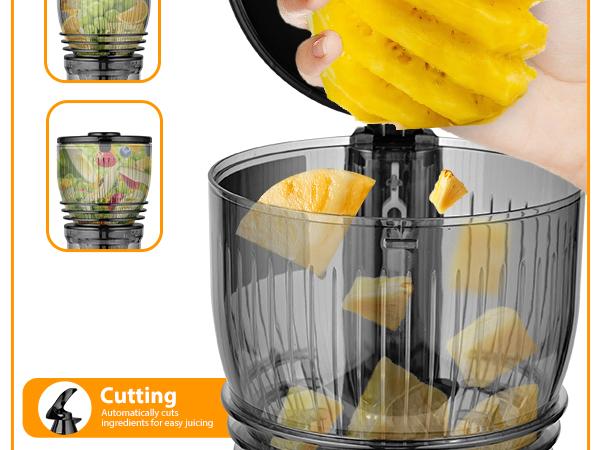 Pukomc 5.8" Wide Chute Cold Press Juicer with Auto Cut Mechanism High Yield Extraction Easy Lock System & 2 Cups for Fresh Whole Fruit Juices Stainless Steel Blender Usb Portable Blender Pukomc 5.8" Wide Chute Cold Press Juicer with Auto Cut Mechanism High Yield Extraction Easy Lock System & 2 Cups for Fresh Whole Fruit Juices Stainless Steel Blender Usb Portable Blender