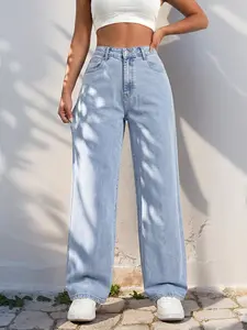 JR JEANIUS WEAR Women's High Waisted High Stretch Light Wash Oversized Wide Leg Baggy Denim Jeans Bottoms, Breathable Button Fashion Clothes With Trendy， Everyday Streetwear Summerwins Summeroutfits Vacationoutfits Sweats Jorts For Women