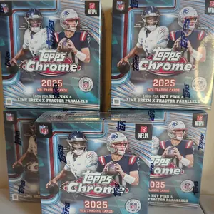 (5) 2025 Topps Chrome Mega Box - Trading Card Collector's Box with Premium Chrome Card Insertions
