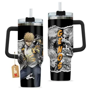 STORMMECH- Genos 40oz Tumbler, One Punch Man Water Bottles, Anime Tumbler With Handle, Anime Fan Gift, Anime Stainless Steel Tumbler, Otaku Gift