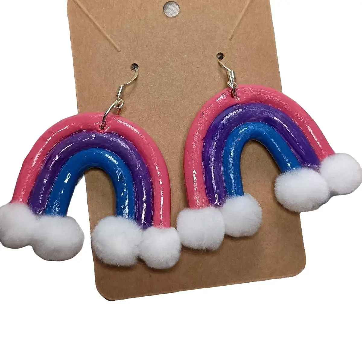 Bisexual earrings perfect for those who want to wear to pride events, or express themselves casually pink purple blue design and clouds make for the perfect earrings