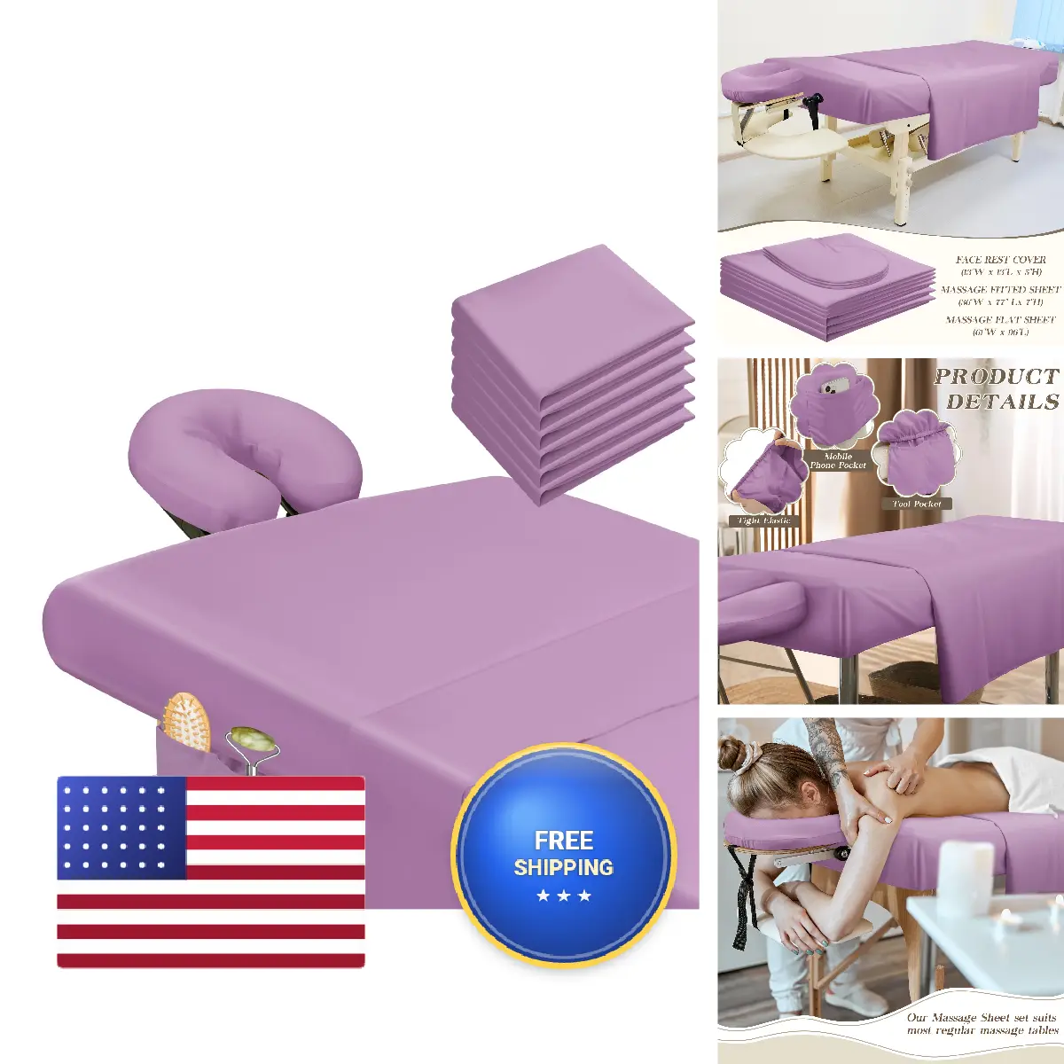 Mixweer Bulk Pack 9-Pc 3-Set Smooth Microfiber Massage Table Sheets Set, Including Flat Sheet