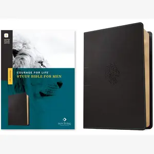 NLT Courage For Life Study Bible for Men, Filament Enabled (LeatherLike, Onyx Lion)