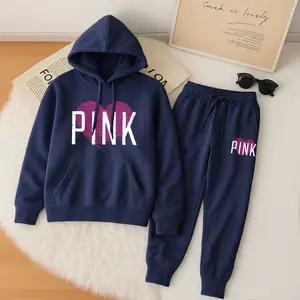 Women's Striped Love Heart Hoodie And Drawstring Track Pants Set, Casual Sportswear, Long-Sleeved Hooded Jacket And Pants, Suitable For Autumn And Winter, Everyday Wear, Indoor And Outdoor Sportswear, Sportswear Set, Casual Sportswear