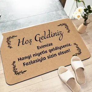 "Hoş Geldiniz Evimize" Turkish Welcome Mat Absorbent Diatomite Entryway Doormat Quick Dry Non-Slip Front Door Rug Thin Low Profile Floor Mat Indoor Decor Turkish Housewarming Gift Idea