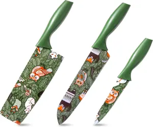 Colorful Knife Set, 3 Pcs Kitchen Knife Set, Color-Coded Coated Stainless Steel Kitchen Knives