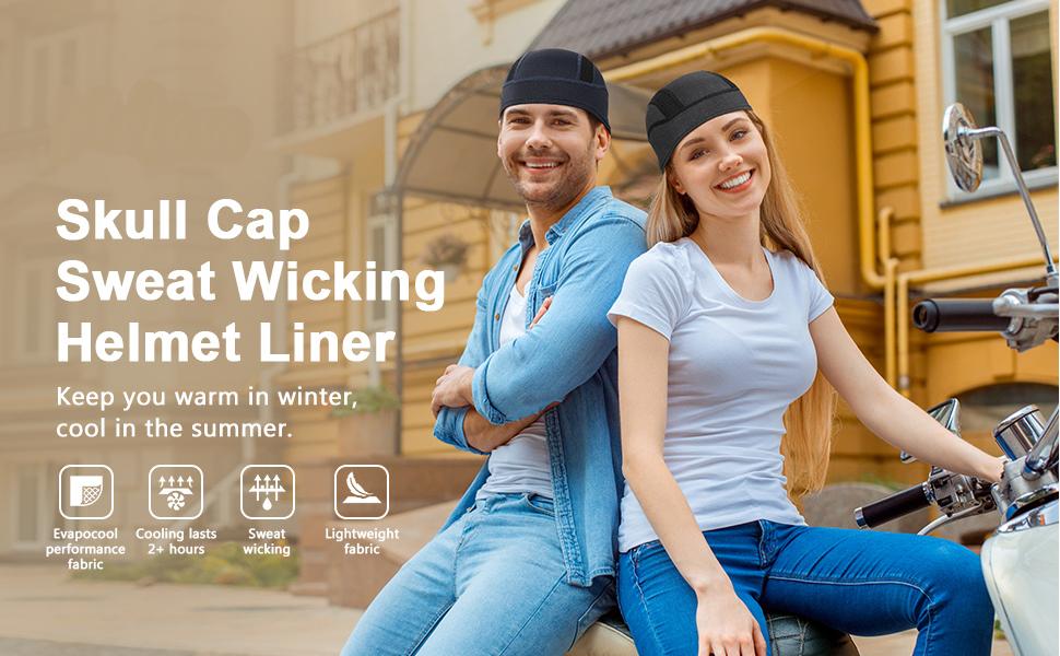 Skull Cap Helmet Liner Beanie with Cooling Mesh Fabric for Cycling and Running, Fits Comfortably Under Helmets for Men and Women