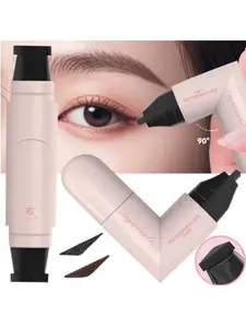 Rotate Eyeliner Stamp Integrated Black Brown Dual-Tip DIY Eyeliner Wing Stencil Waterproof Smudge-Proof Longwear Liquid Pen