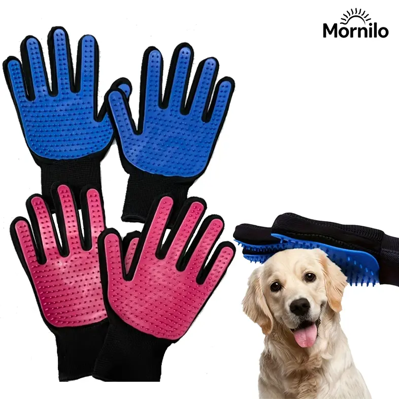 1/2PCS Pet Grooming Gloves for Dogs & Cats, Silicone Deshedding & Hair Removal Gloves, Gentle Massage Brush for Shedding, Bathing & Grooming, Pet Hair Remover Glove, Reusable Handheld Grooming Tool, Puppy & Kitten Essentials