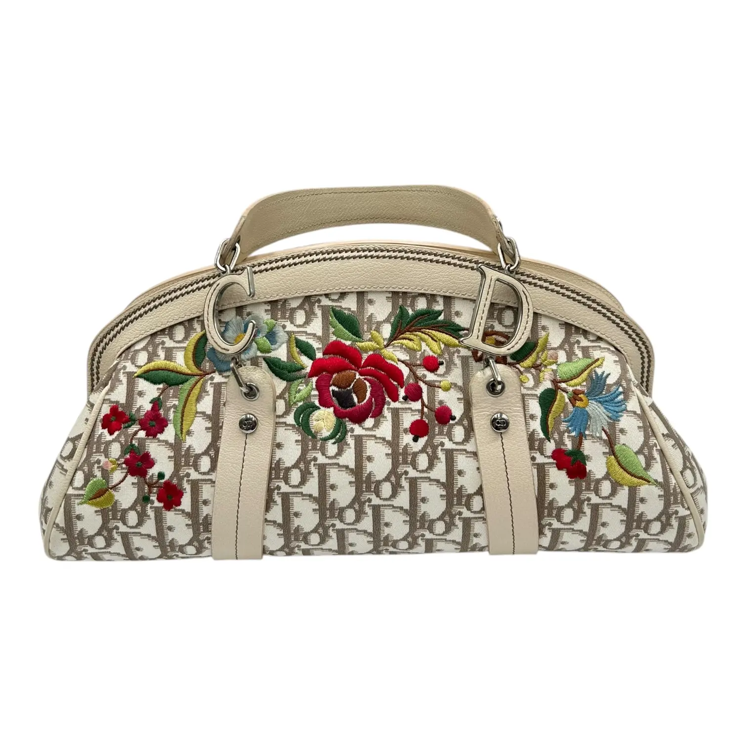 Pre-owned Dior Monogram Fabic Shoulder Bags VINTAGE DIORISSIMO FLORAL TROTTER SATCHEL