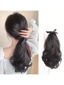Fashion Women's Wavy Ponytail Wig, Elegant Hairband Design, Medium-Length Daily Wear, Voluminous Extensions, Wavy Synthetic Hairpieces, Stylish Hairstyle, Synthetic Fiber Extensions