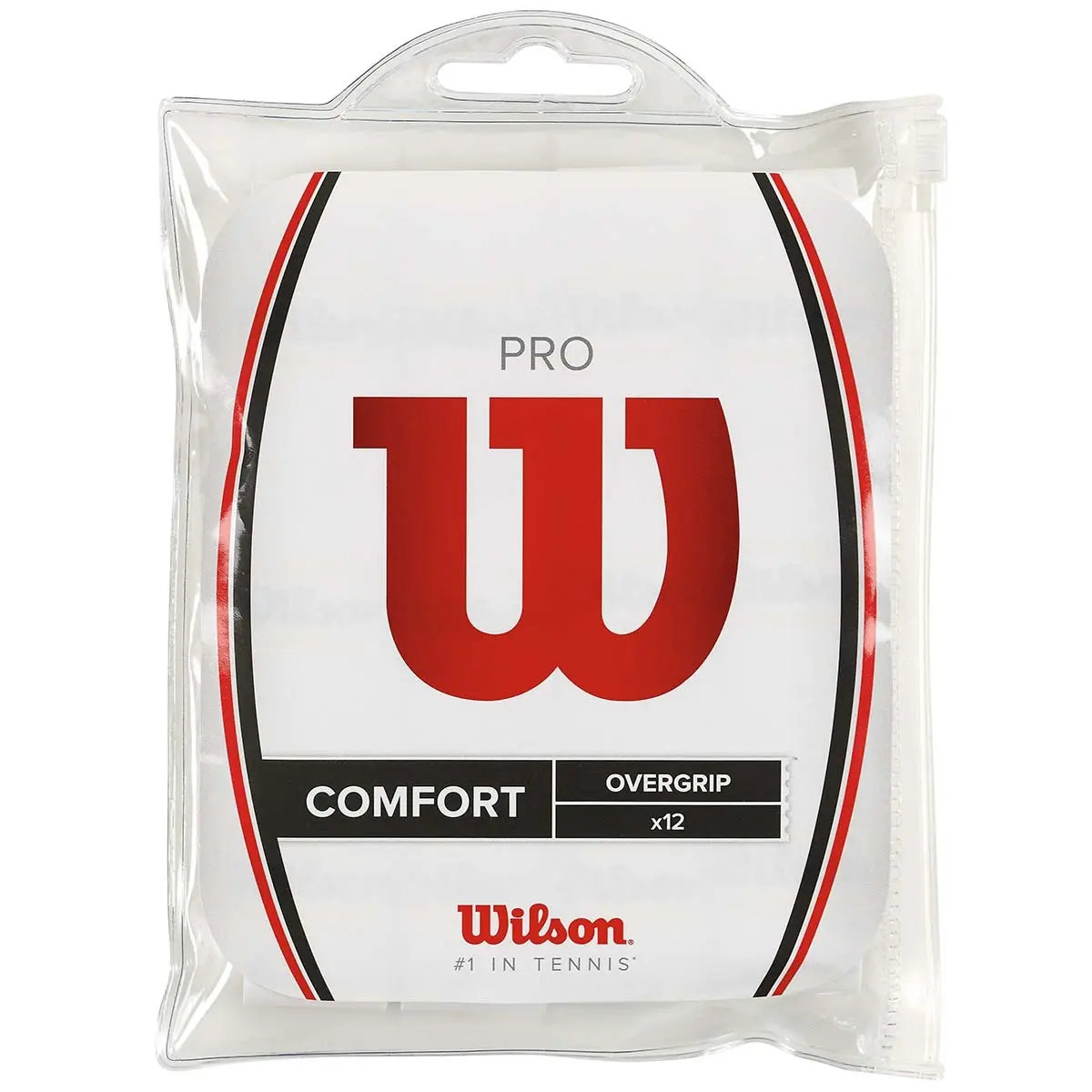 Wilson 12-Pack Pro Comfort Tennis Grip - White, High-Stretch Felt, Super Thin, Reusable Zipper Pack, Pro Grip