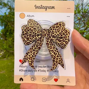 Coquette Leopard Bow Magsafe Phone Grip - Magnetic Pop Socket & Kickstand - Cute Girly Phone Accessory