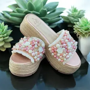 Alma edelias Floral Charm Wedge Sandals #372 Footwear Walking Shoes Platforms Summer