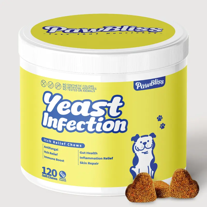 Yeast-Infection-Treatment for Dogs, Dog Ear&Skin Infection Relief, Natural Omega-3, Collagen, PAU D’Arco & More, Dog Vitamins for Itchy Skin