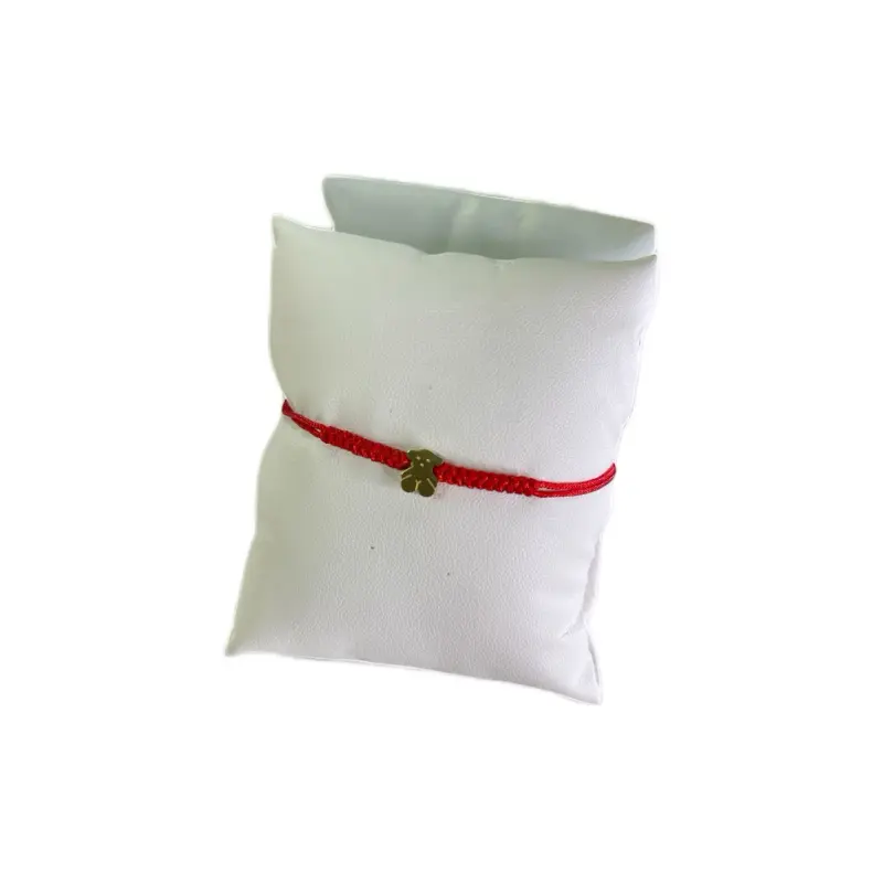 Hermoso Pulso de Oso Rojo Ajustable con Detalle de Hoja Dorada para Estilo Casual