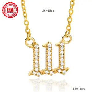 1 Pair Rhinestone Number Pendant Necklace for Couples (111-999)