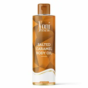 Salted Caramel Body Oil, 4oz, with Apricot, Jojoba, Avocado Oils & Vitamin E Oil, Fast-Absorbing, Nourishes and Hydrates Skin by Yoni Rescue