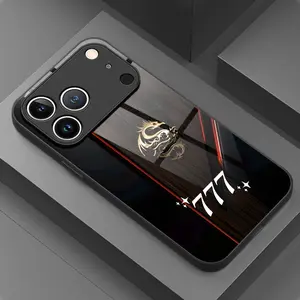Gold dragon-shaped number 7 pattern high-definition glass phone case Suitable for iPhone 17 16,15,14,13,12,11 Plus Pro Max