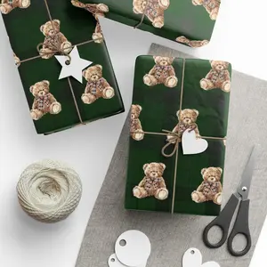 Teddy Bear Wrapping Paper Children Gift Wrap for Kid Christmas Present Decor for Holiday Wrapping Paper Bear Theme Baby Shower Boy Gift Wrap