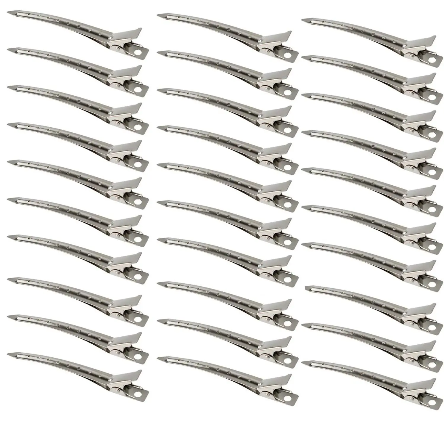 30 Pcs Stainless Steel Duck Bill Hair Clips for Sectioning | Pin Curl Styling & Hairdressing |3.5 Inch Rustproof Alligator Clips