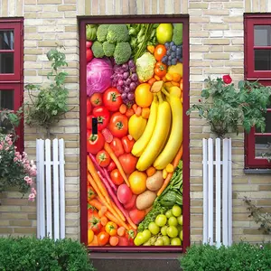 2pcs Creative Fruit and Vegetable Wall Stickers Kitchen Dining Room Decor Self Adhesive Removable Eco Friendly PVC Colorful Food Pattern Home Decals Living RoomWall Art Waterproof Moisture Proof Easy t Decorative Wall Sticker
