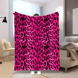 Vibrant Pink Leopard Print Flannel Blanket - Perfect for Napping, Camping, Traveling and Home Decor Halloween Christmas